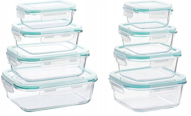 Vtopmart 8-pak Szklanych Pojemników Hermetycznych BPA-Free