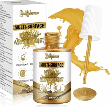 Farba Akrylowa Złota Metallic 30ml Do Drewna Tkanin Porcelany Bellifluous
