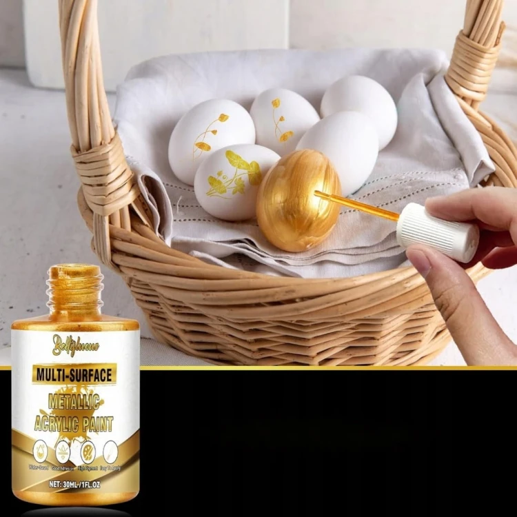 Farba Akrylowa Złota Metallic 30ml Do Drewna Tkanin Porcelany Bellifluous