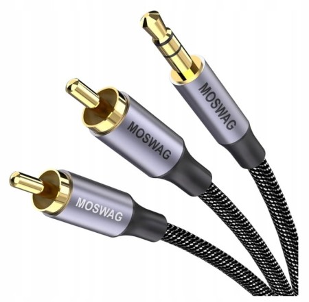 MOSWAG Adapter audio stereo 3,5 mm kabel koncentryczny do wtyczki 2RCA