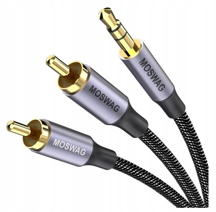MOSWAG Adapter audio stereo 3,5 mm kabel koncentryczny do wtyczki 2RCA
