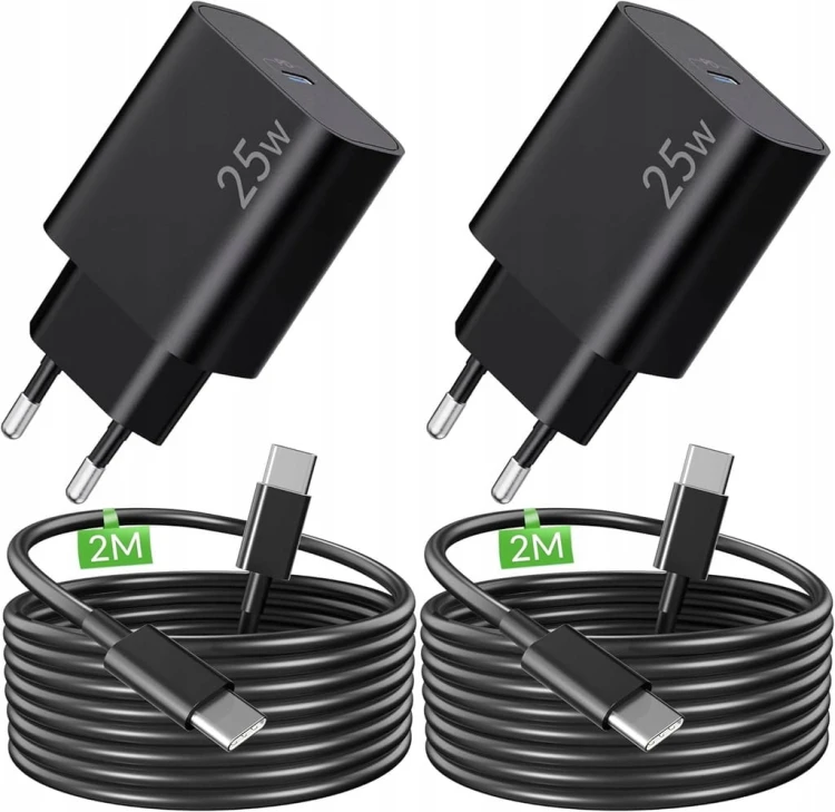 2 sztuki Szybka ładowarka sieciowa kostka 25W + kabel USB-C 2m