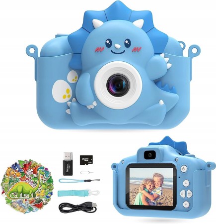Aparat Cyfrowy dla Dzieci Kamera 1080p Selfie Gry Karta 32GB niebieski