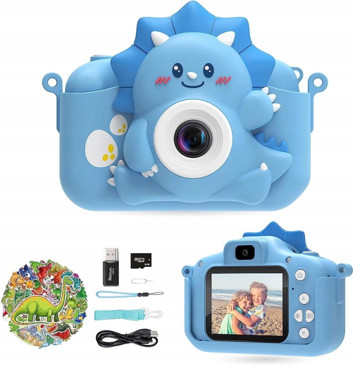 Aparat Cyfrowy dla Dzieci Kamera 1080p Selfie Gry Karta 32GB niebieski