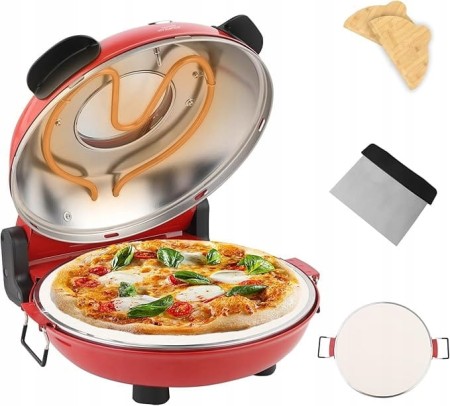 Domowy Piec do Pizzy Elektryczny 420° Kamień Termostat Okienko Yibake 1200W