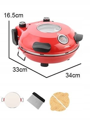 Domowy Piec do Pizzy Elektryczny 420° Kamień Termostat Okienko Yibake 1200W