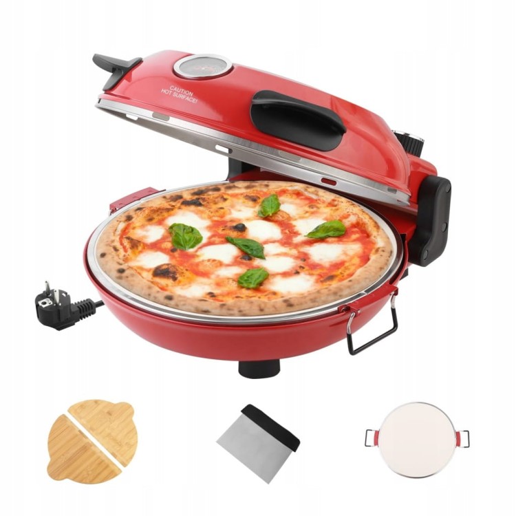 Domowy Piec do Pizzy Elektryczny 420° Kamień Termostat Okienko Yibake 1200W