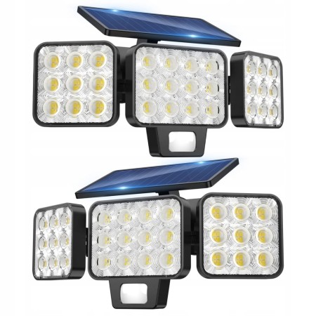 Lampy Solarne Elewacyjne 2 szt. GEARLITE Szklany Panel IP65 Ciepła Biel