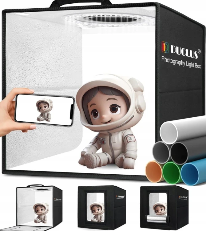 Namiot Bezcieniowy 25cm Studio Foto 96 LED 6 Tła PVC CRI97 Dyfuzor DUCLUS