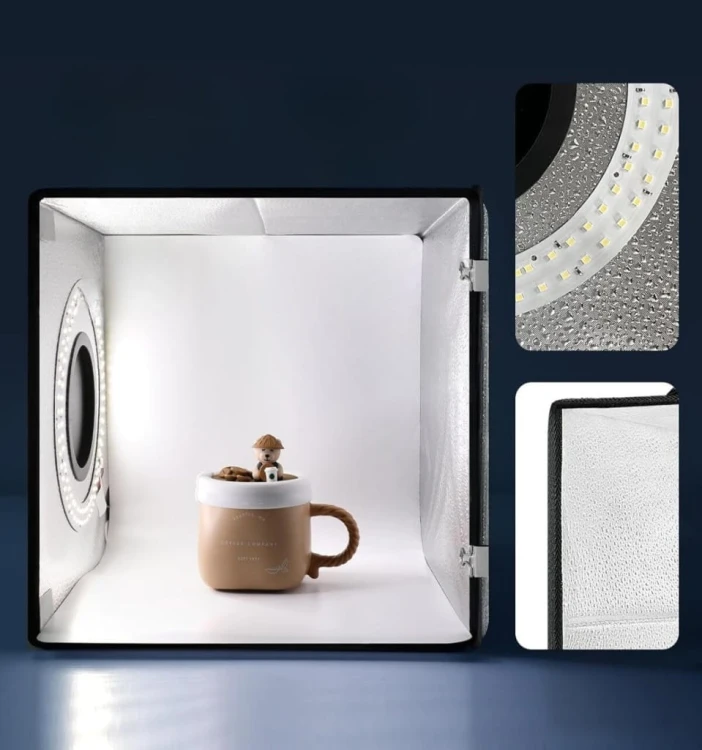 Namiot Bezcieniowy 25cm Studio Foto 96 LED 6 Tła PVC CRI97 Dyfuzor DUCLUS