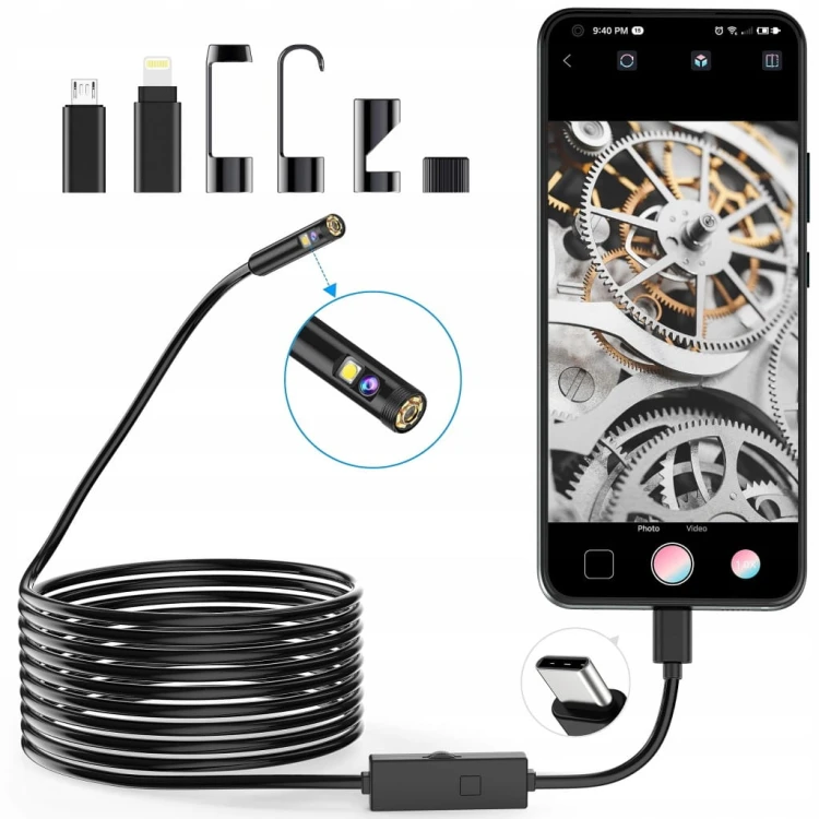 Boroskop Kamera Inspekcyjna Dual Lens 1920P 5m Android iOS Wi-Fi 8 LED IP67