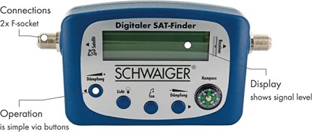 Miernik Sygnału Satelitarnej Sat-Finder Schwaiger LCD Podświetlany Dźwięk