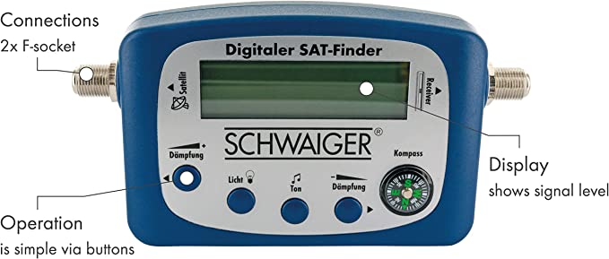 Miernik Sygnału Satelitarnej Sat-Finder Schwaiger LCD Podświetlany Dźwięk