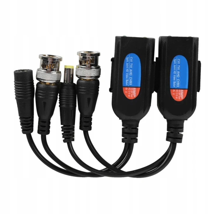 Transceiver Video Audio Zasilanie Balun RJ45 Cctv Skrętka HD-TVI CVI AHD