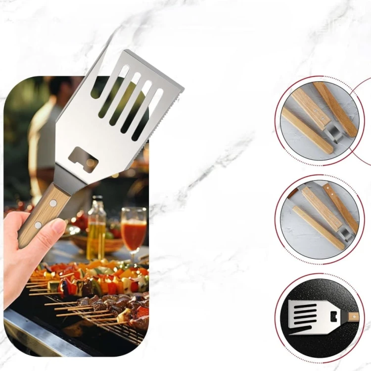 Zestaw do Grilla Przybory Sztućce BBQ 3 Elementy Stal Nierdzewna Solidne