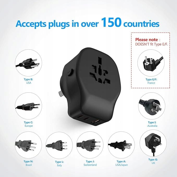 Adapter Podróżny Przejściówka Świat USB-C PD 20W JSVER Uniwesalny UK USA AU