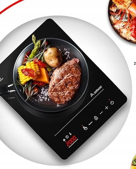Płyta Indukcyjna Przenośna 2000W Kuchenka LCD Timer Slim Design Aobosi