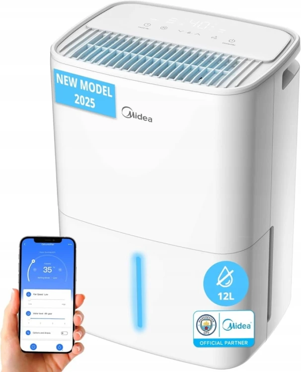Osuszacz Powietrza Pochłaniacz Midea 12L Anti-Mould Cichy Higrostat LCD