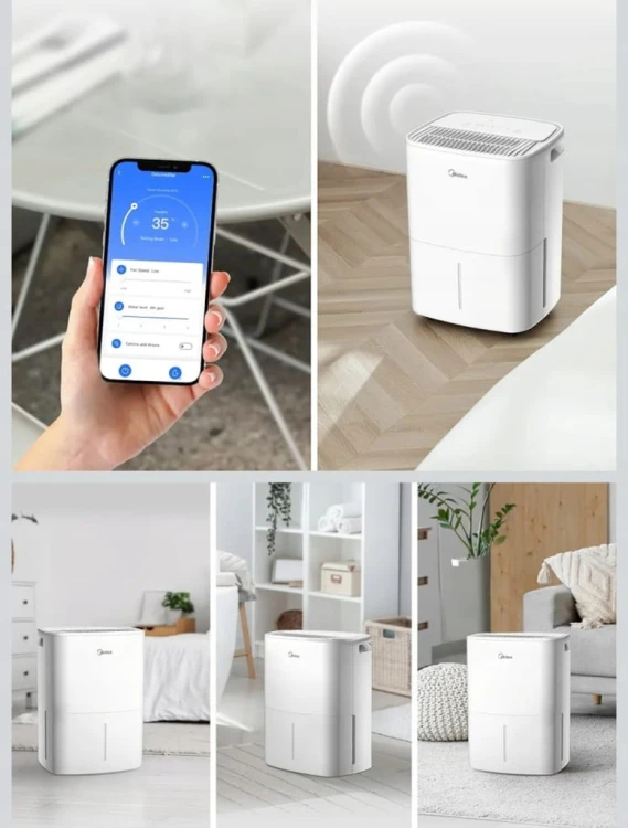 Osuszacz Powietrza Pochłaniacz Midea 12L Anti-Mould Cichy Higrostat LCD