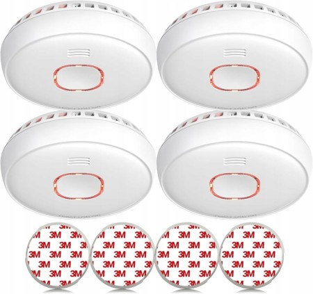 4x Czujnik Dymu Wi-Fi Smart Home Alarm Powiadomienia Telefon Tuya Andyssey