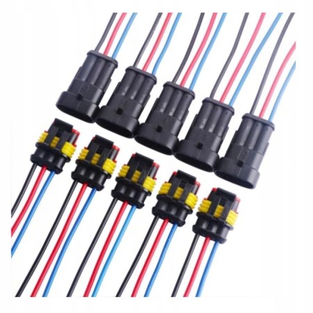 Złącza Samochodowe 3-PIN Wodoodporne Hermetyczne Zestaw 5 szt. 16 AWG