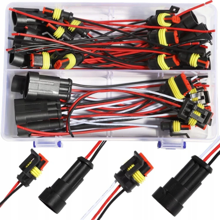 Złącza Samochodowe 3-PIN Wodoodporne Hermetyczne Zestaw 5 szt. 16 AWG