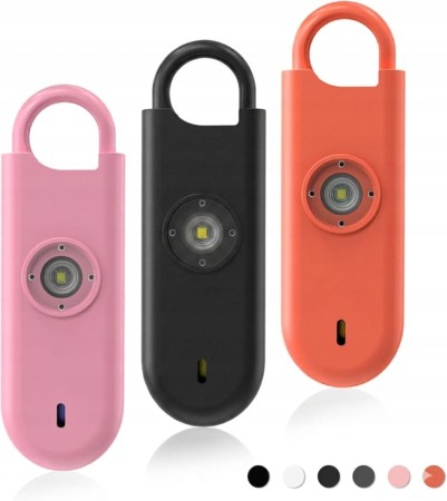 Alarm Osobisty Brelok Obronny Syrena 140dB Latarka LED Zestaw 3 sztuki