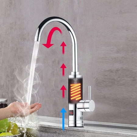 Elektryczny Kran z Podgrzewaczem Wody Przepływowy LCD 3000W Bateria Hogart