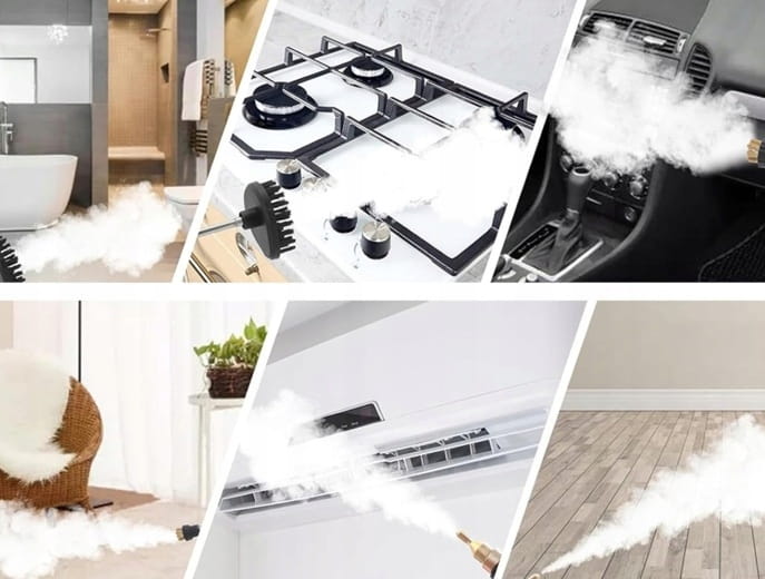 Myjka Parowa Parownica Ręczna Odkurzacz 1500W Mocna Czyścik Grout Fugi