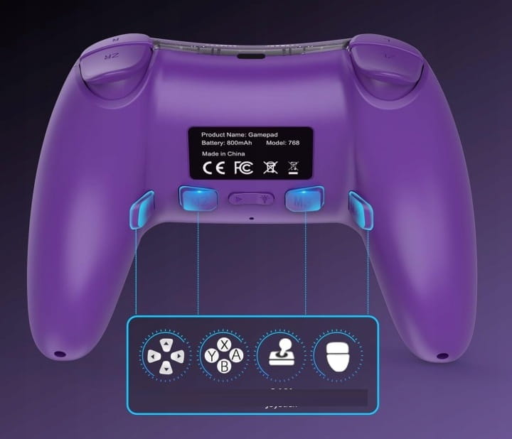 Kontroler Switch Dyonder RGB Hall Effect No Drift Turbo Fioletowy Pad
