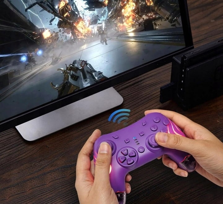 Kontroler Switch Dyonder RGB Hall Effect No Drift Turbo Fioletowy Pad