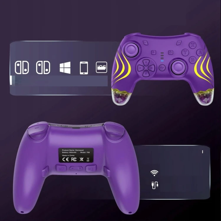 Kontroler Switch Dyonder RGB Hall Effect No Drift Turbo Fioletowy Pad