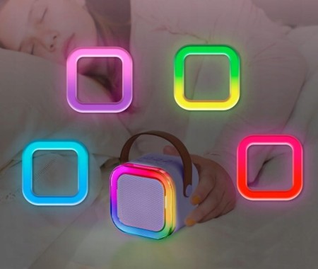 Zestaw Karaoke Bluetooth 2 Mikrofony Bezprzewodowe Głośnik RGB Mini LED