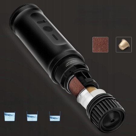 Przenośny ekspres do kawy 2w1 20 bar USB-C 65 ml kapsułki NS kawa mielona