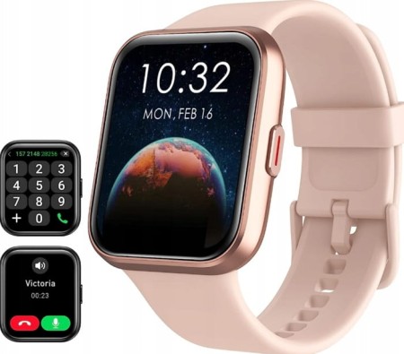 Smartwatch ID208 Plus Różowy Alexa Rozmowy BT Pulsometr Sportowy Damski