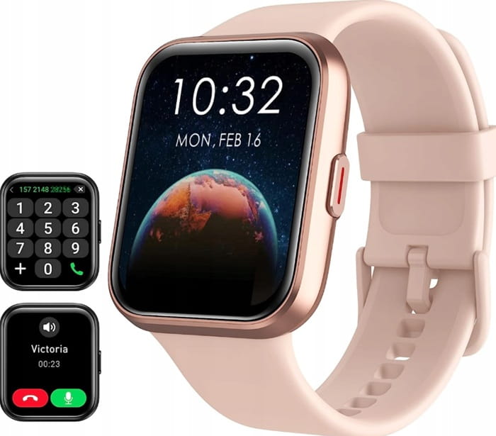Smartwatch ID208 Plus Różowy Alexa Rozmowy BT Pulsometr Sportowy Damski