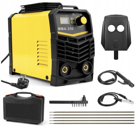 Spawarka Inwertorowa 250A IGBT MMA Zestaw Akcesoria Maska Mocna 220V