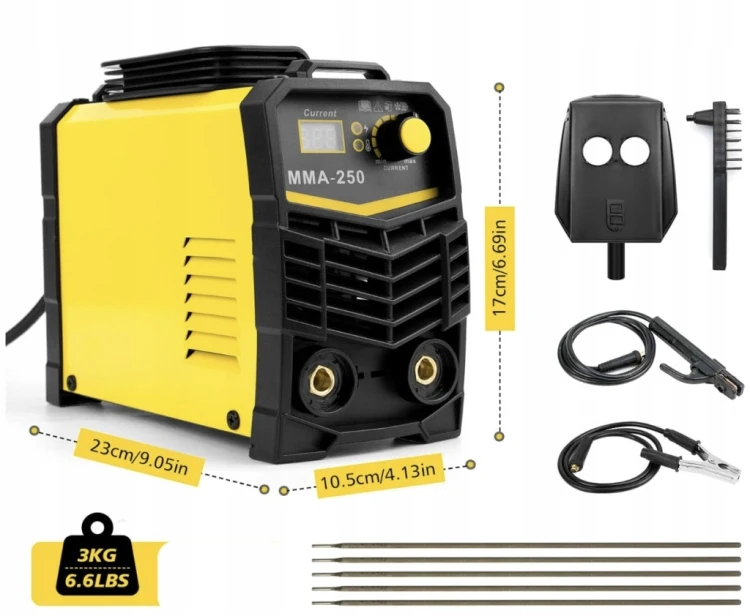 Spawarka Inwertorowa 250A IGBT MMA Zestaw Akcesoria Maska Mocna 220V