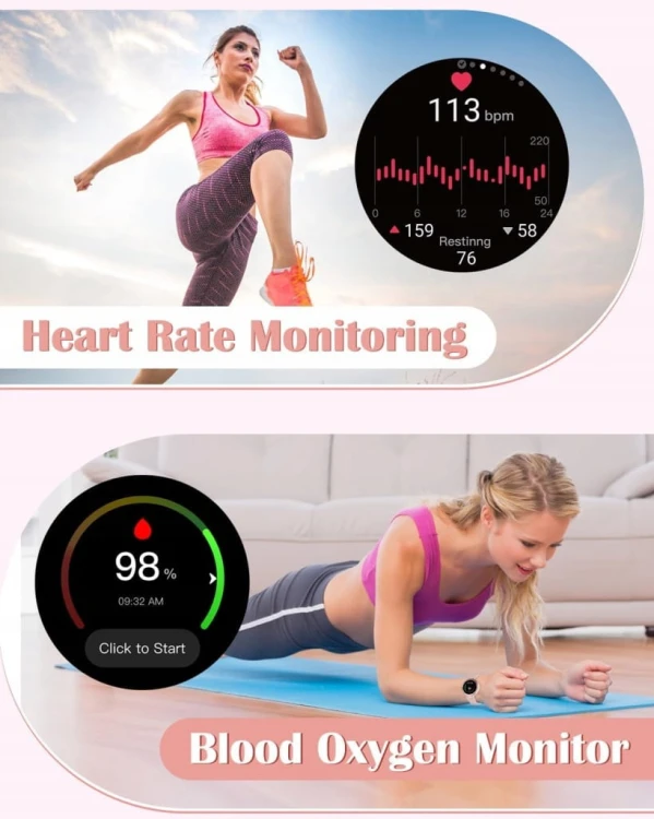 Smartwatch Damski Różowy Zegarek Krokomierz Puls Pulsoksymetr Shang Wing