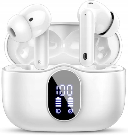 Słuchawki Bezprzewodowe Bluetooth 5.3 Powerbank LED Mikrofon Wodoodporne