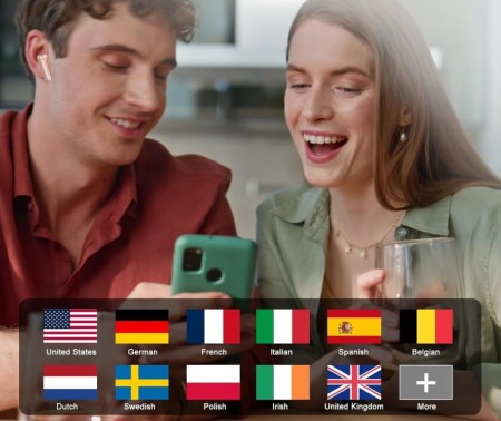Słuchawki AI Tłumacz PUQO EV68 Bluetooth 5.3 164 Języki 48h Różowe Złoto