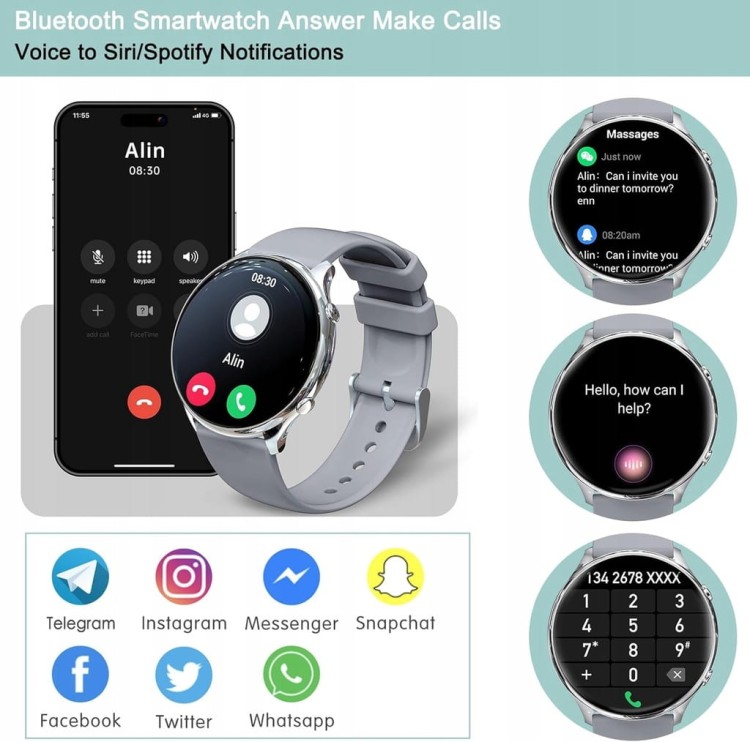 SMARTWATCH ZEGAREK POLSKIE MENU ROZMOWY SPORT SMART WATCH