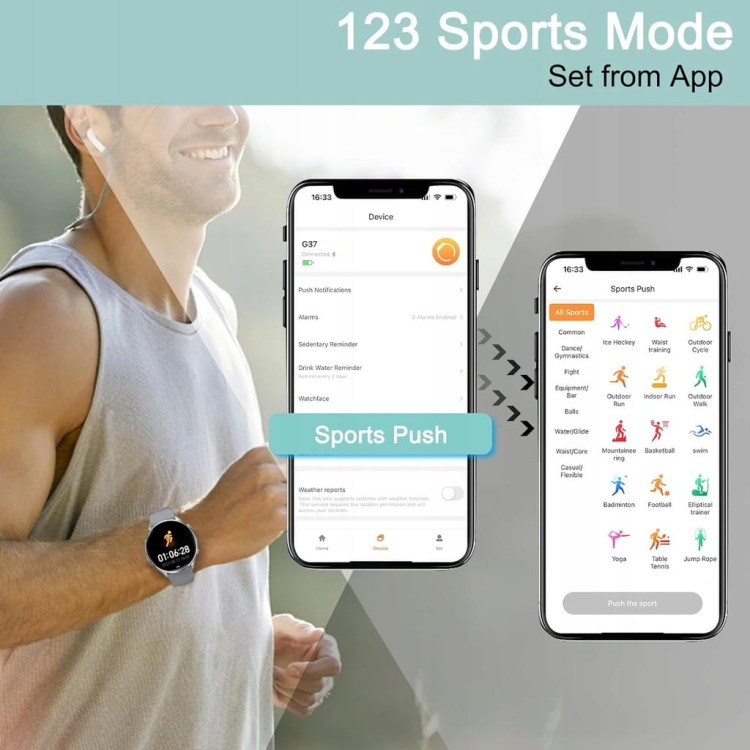 SMARTWATCH ZEGAREK POLSKIE MENU ROZMOWY SPORT SMART WATCH