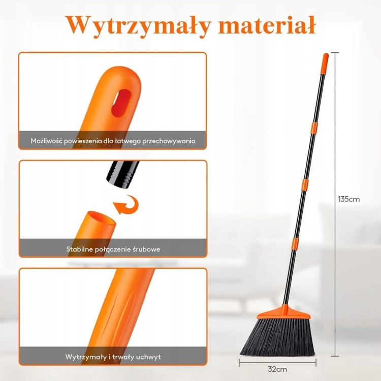 Miotła Kątowa Zewnętrzna Wewnętrzna Teleskopowa z rozkładana 50 - 135 cm