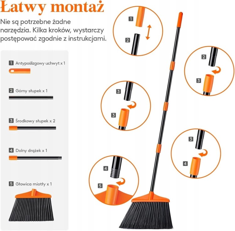 Miotła Kątowa Zewnętrzna Wewnętrzna Teleskopowa z rozkładana 50 - 135 cm
