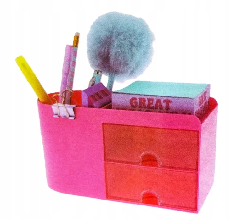 Organizer na biurko z przegródkami różowy 20 x 9,5 x 10,5 cm
