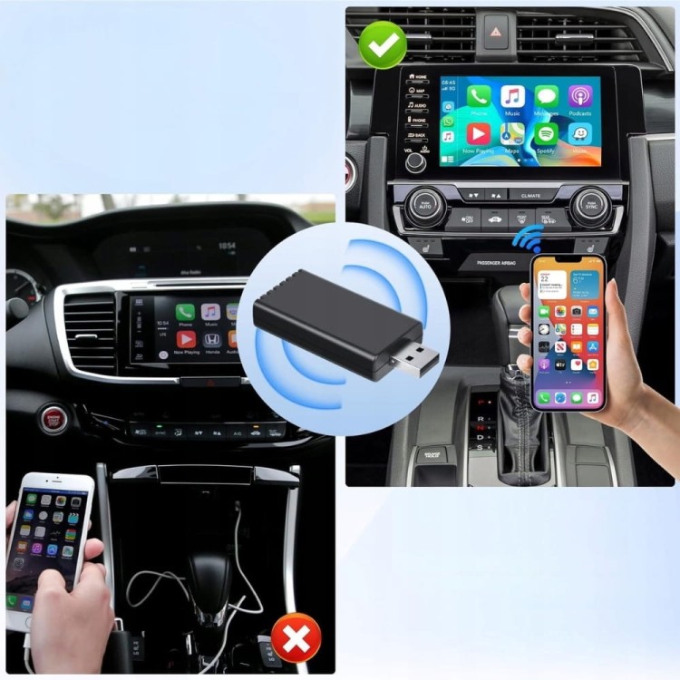 Podofo Bezprzewodowy Adapter CarPlay – Plug & Play dla iPhone'a