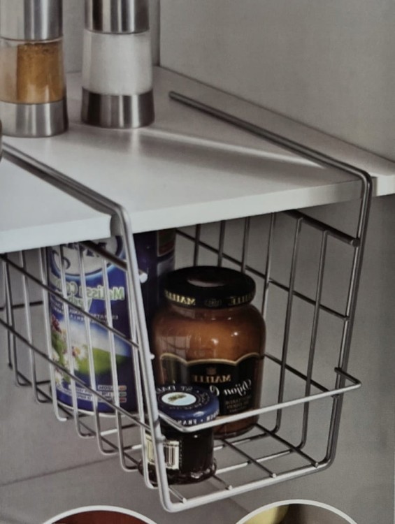 KOSZ ZAWIESZANY NA PÓŁKĘ DO SZAFY POD PÓŁKĘ METALOWY ORGANIZER 24X16X19