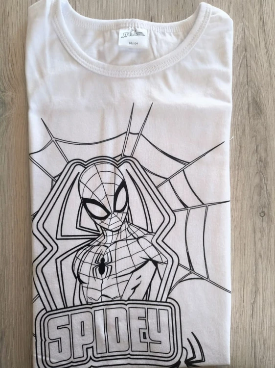 Koszulka do pokolorowania Spider-Man 98-104 + markery do tkanin