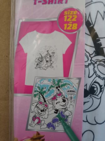 Psi Patrol Pokoloruj własny T-Shirt Rozmiar 122 - 128 + markery do tkanin